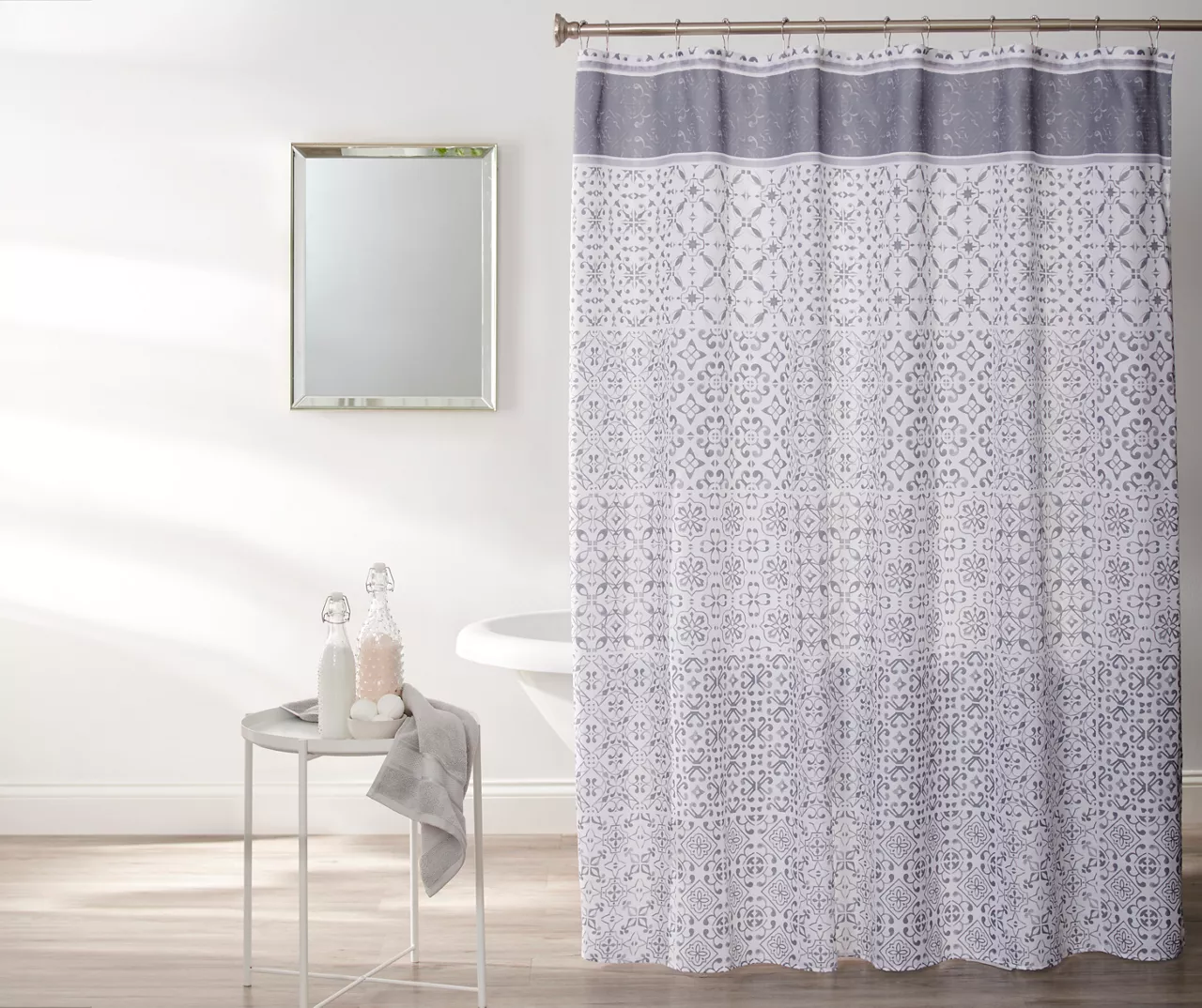 Sonoma Gray Medallion Fabric Shower Curtain 3 Sonoma Gray Medallion Fabric Shower Curtain