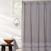 Frost Gray & White Trim Fabric Shower Curtain -Furniture Promotion Store 810460541 1