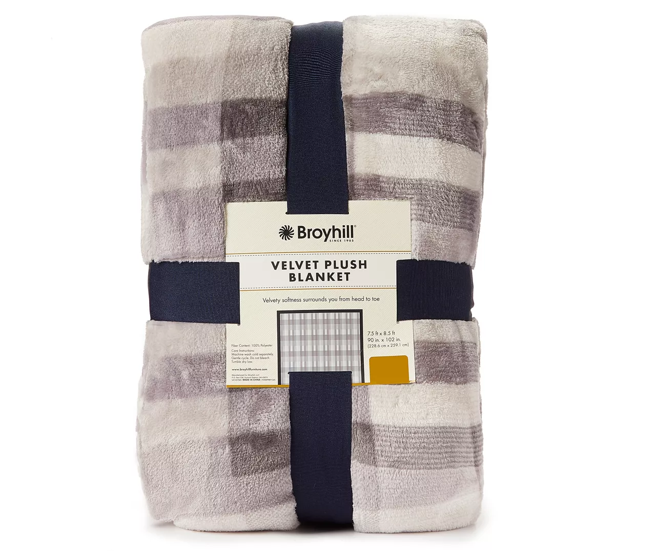 Broyhill Gray Plaid Velvet Plush Blanket 3 Broyhill Gray Plaid Velvet Plush Blanket