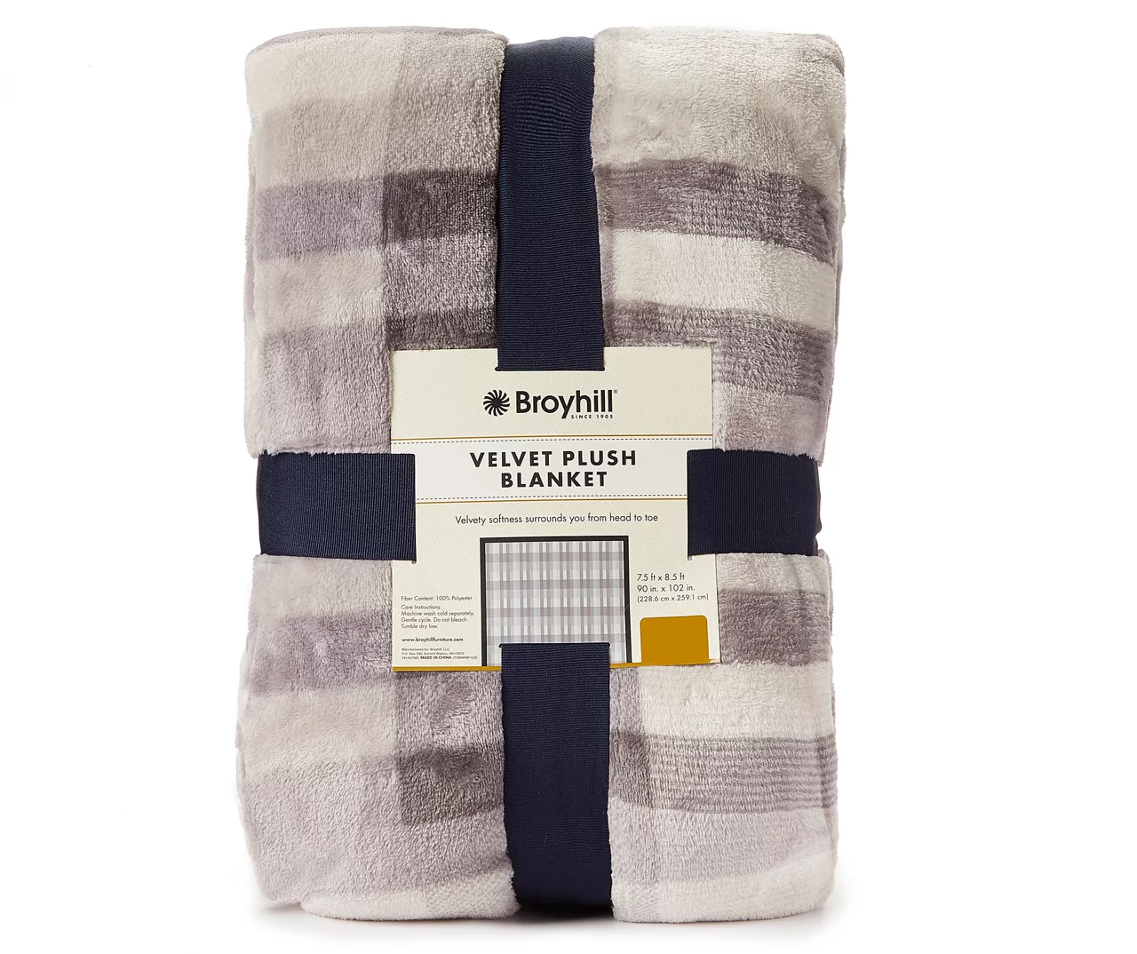 Broyhill Gray Plaid Velvet Plush Blanket 4 Broyhill Gray Plaid Velvet Plush Blanket - Image 2