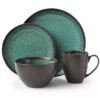 Teal Reactive Stoneware 16-Piece Dinnerware Set -Furniture Promotion Store 810517974 1
