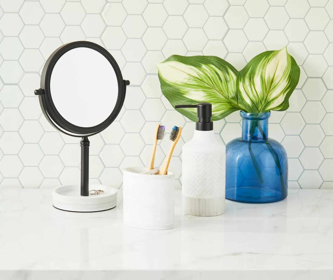 White Herringbone Toothbrush Holder 3 White Herringbone Toothbrush Holder - Image 2