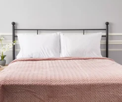 Sepia Rose Zigzag-Embossed Velvet Queen Blanket -Furniture Promotion Store 810531011 810617574 4