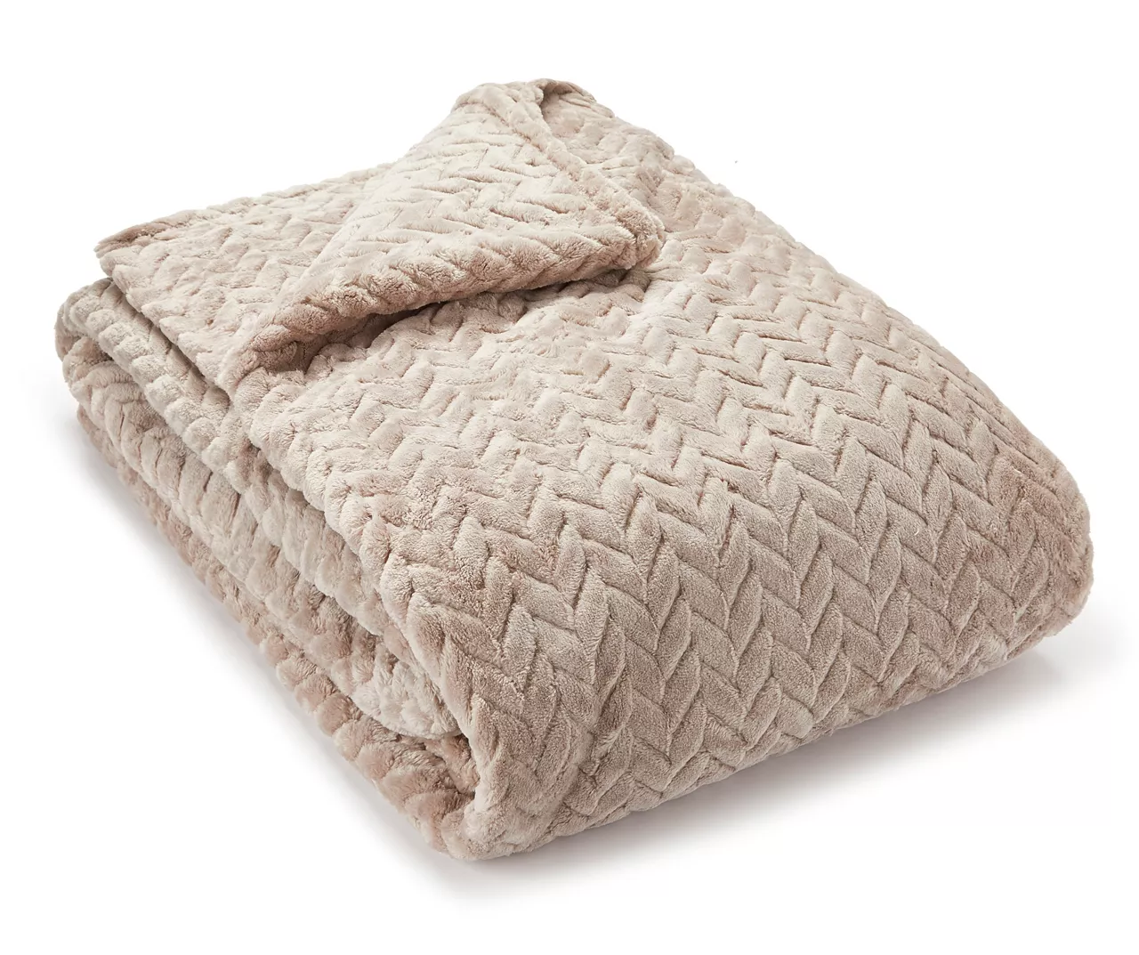 Tan Zigzag-Embossed Velvet Queen Blanket 4 Tan Zigzag-Embossed Velvet Queen Blanket - Image 2