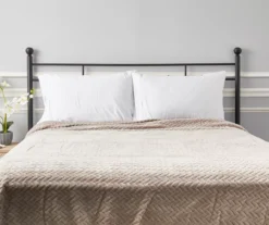 Tan Zigzag-Embossed Velvet Queen Blanket 11 Tan Zigzag-Embossed Velvet Queen Blanket -Furniture Promotion Store 810531013 810617575 5