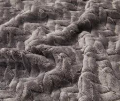 Atmosphere Gray Zigzag-Embossed Velvet King Blanket -Furniture Promotion Store 810531014 2