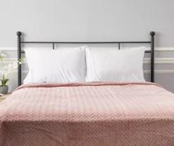 Sepia Rose Zigzag-Embossed Velvet King Blanket -Furniture Promotion Store 810531015 810617577 5