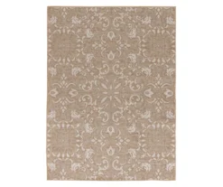Sandpointe Tan & Ecru Damask Outdoor Area Rug, (5' X 7') -Furniture Promotion Store 810546500 810546501 810546502 1