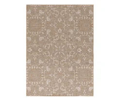 Sandpointe Tan & Ecru Damask Outdoor Area Rug, (5' X 7') -Furniture Promotion Store 810546502 810546501 810546500 1