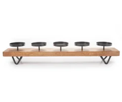 Wood & Metal 5-Tier Pillar Candle Holder