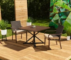 Autumn Cove Light Brown Wood Look Square Steel Patio Dining Table -Furniture Promotion Store 810557039 810554373 9 1