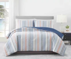 Broyhil Blue & Coral Stripe Comforter Set -Furniture Promotion Store 810558692 1