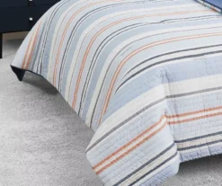 Broyhil Blue & Coral Stripe Comforter Set -Furniture Promotion Store 810558693 2 1