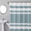 Slate Blue & White Color Block Waffle-Knit Fabric Shower Curtain 1 Slate Blue & White Color Block Waffle-Knit Fabric Shower Curtain -Furniture Promotion Store 810559975 A0
