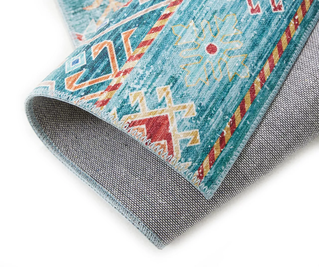 Caden Green & Orange Geometric Floral Runner Rug, (2' X 7') 5 Caden Green & Orange Geometric Floral Runner Rug, (2' X 7') - Image 3