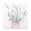 White & Green Embellished Cattail Wrapped Canvas -Furniture Promotion Store 810567733