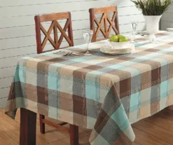 Mineral Blue & Brown Plaid Cotton Tablecloth -Furniture Promotion Store 810569772