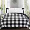 Broyhill Black & White Buffalo Plaid Faux Fur Comforter -Furniture Promotion Store 810573780 810573792