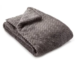 Charcoal Chevron Embossed Velvet Queen Blanket 8 Charcoal Chevron Embossed Velvet Queen Blanket -Furniture Promotion Store 810573788 810573789 1
