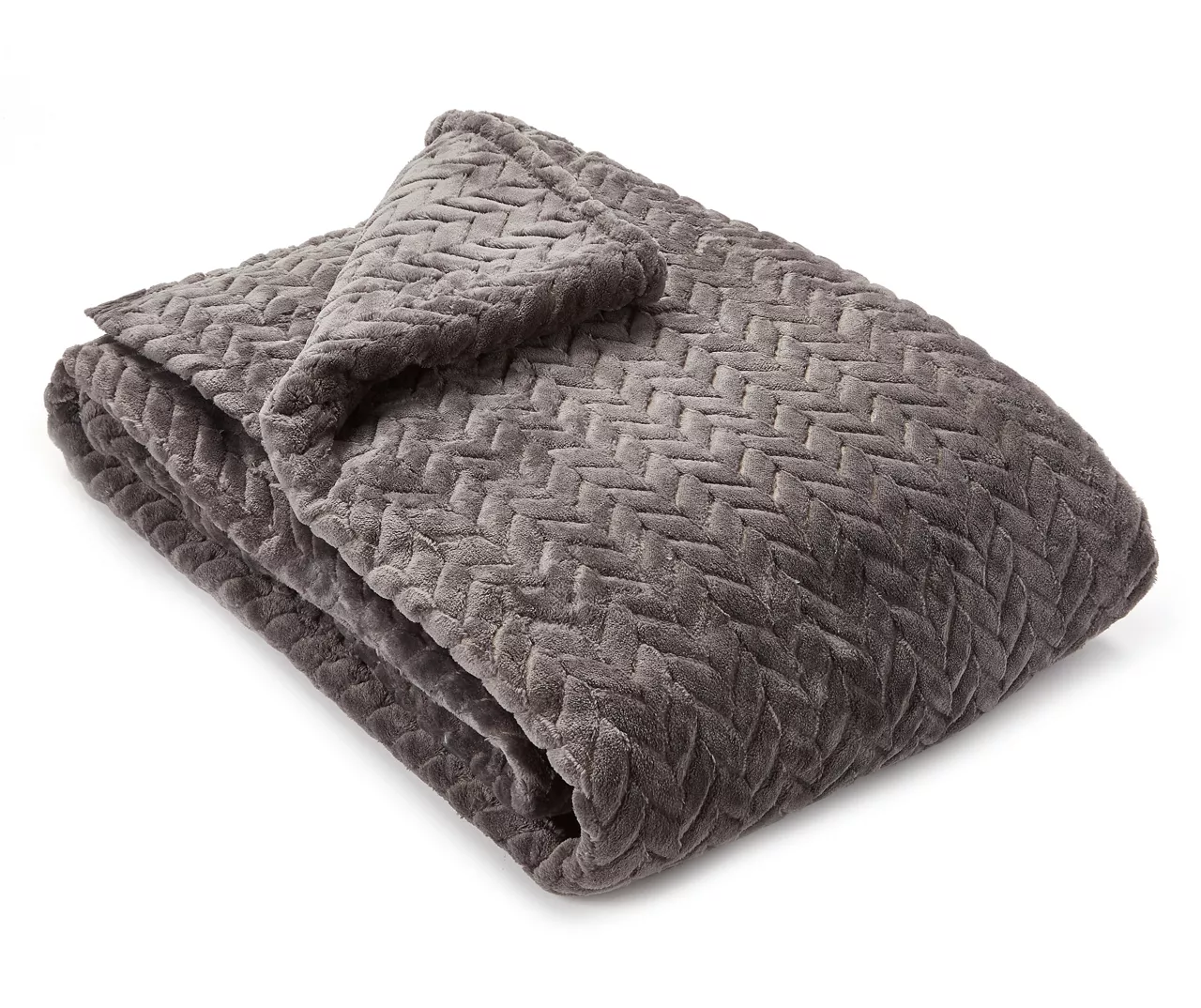 Charcoal Chevron Embossed Velvet Queen Blanket 4 Charcoal Chevron Embossed Velvet Queen Blanket - Image 2