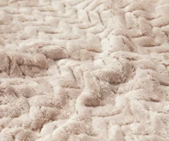 Tan Chevron Embossed Velvet King Blanket -Furniture Promotion Store 810573799 810573801 2 1