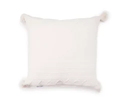 White Tamara Stripe Tassel-Accent Throw Pillow