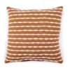Golden Brown & White Tassel Stripe Throw Pillow -Furniture Promotion Store 810590727 A0