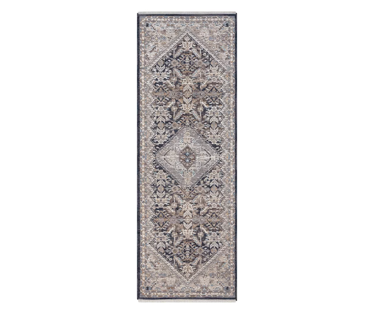 Armada Navy & Brown Medallion Runner Rug, (2' X 7') 3 Armada Navy & Brown Medallion Runner Rug, (2' X 7')