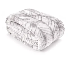 Gray & White Herringbone Twin/Full Plush Velvet Blanket