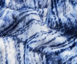Blue & White Herringbone Queen/King Plush Velvet Blanket -Furniture Promotion Store 810609053 810609054 A8 2 1