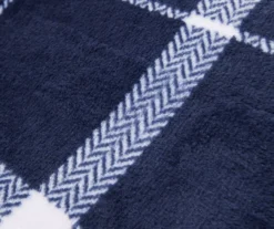 Navy & White Plaid Queen/King Velvet Plush Blanket -Furniture Promotion Store 810617521 810617523 A8 2