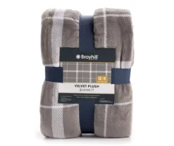 Gray & White Plaid Twin/Full Velvet Plush Blanket -Furniture Promotion Store 810617548 810617522 A0 2