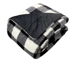 Black & White Buffalo Check Faux Fur King Comforter 8 Black & White Buffalo Check Faux Fur King Comforter -Furniture Promotion Store 810617563 810617564 A0 2
