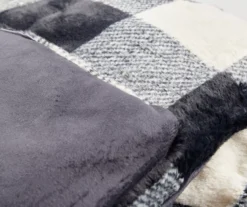 Black & White Buffalo Check Faux Fur King Comforter 9 Black & White Buffalo Check Faux Fur King Comforter -Furniture Promotion Store 810617563 810617564 A8 4 2