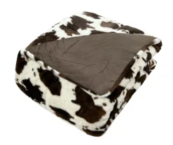Cream & Brown Cow Print Faux Fur Full/Queen Comforter