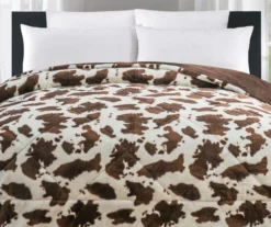 Cream & Brown Cow Print Faux Fur King Comforter -Furniture Promotion Store 810617566 P 01
