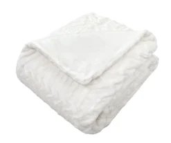 White Chevron Stripe Faux Fur Full/Queen Comforter -Furniture Promotion Store 810617569 810617570 A0 2