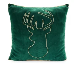 Festive Gathering Green Deer Linework Throw Pillow