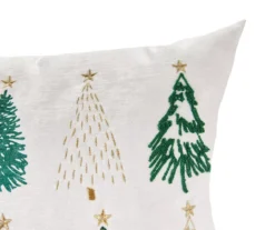 Ivory & Green Embroidered Trees Throw Pillow -Furniture Promotion Store 810618274 A8 2